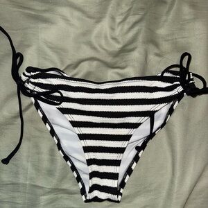 Striped Black and White Bikini Bottom